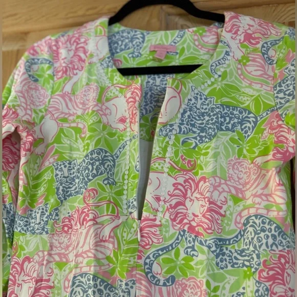 Lilly Pulitzer 100% Cotton Pink & Green Floral Maxi Dress size M - Picture 3 of 8